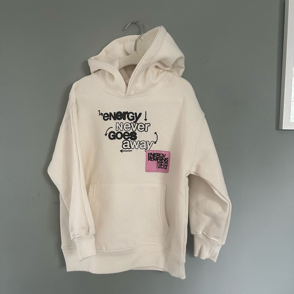 Zara Kids Cream Hoodie with Graphic Print